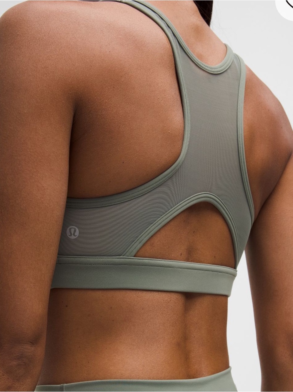 lululemon wunder train mesh back bra sz 8 in willow leaf